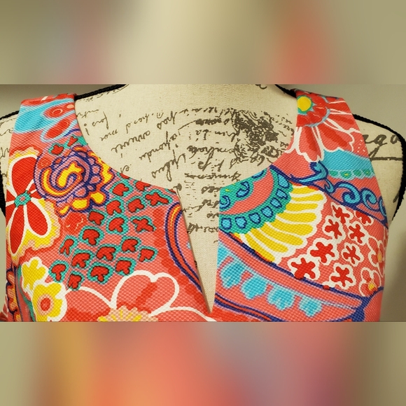 TALBOTS WOMEN'S Pink Sleeveless Textured Shift Dress-Mod Floral,Size 6. - Picture 7 of 10